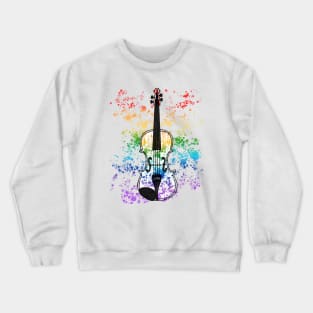 Violin Rainbow Colours Violinist String Player Orchestra Musician Crewneck Sweatshirt